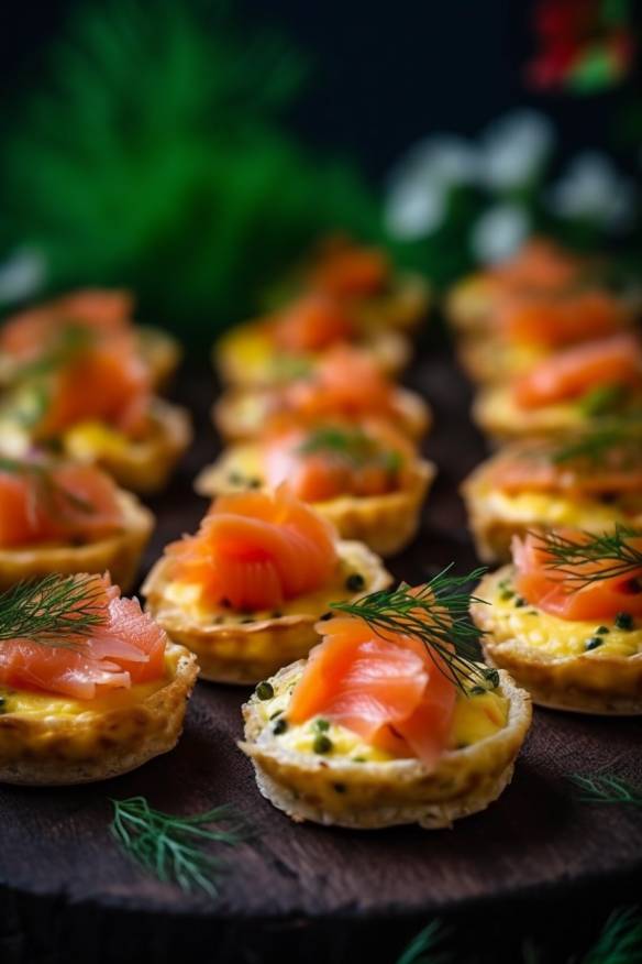 Mini-Lachs-Quiches für den Sektempfang bei Hochzeiten