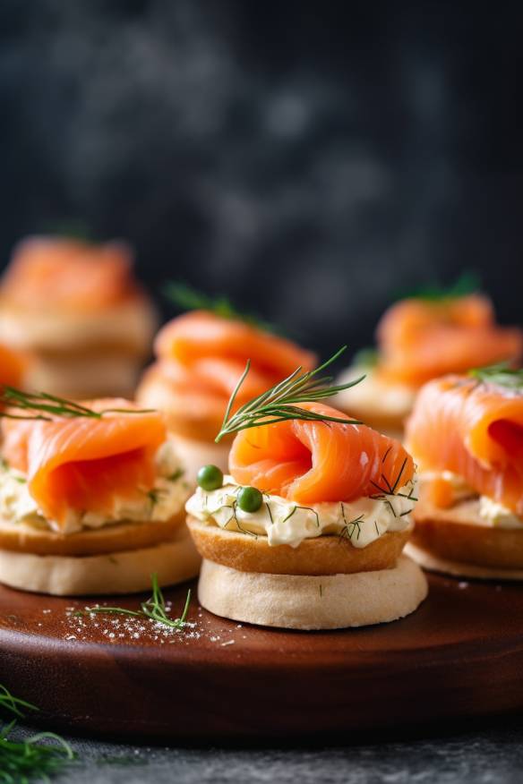 Mini-Sandwiches mit Lachs und Frischkäse