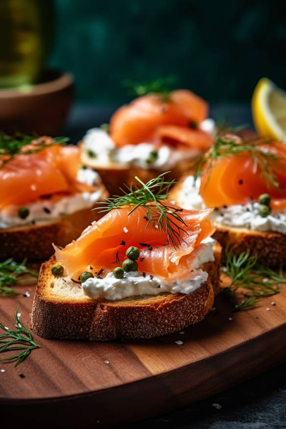 Mini-Sandwiches mit Lachs und Frischkäse