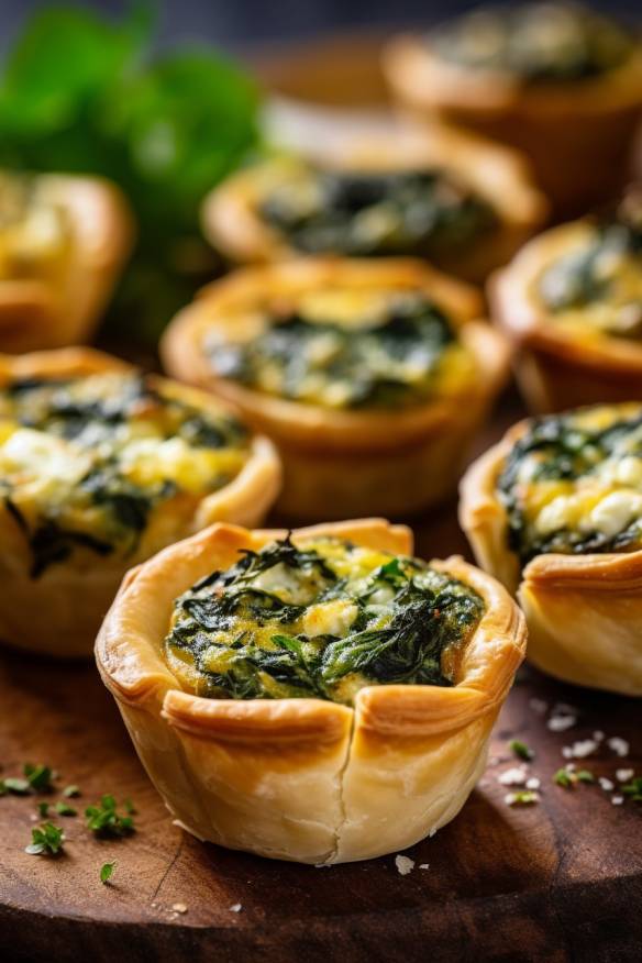 Mini-Quiches mit Spinat und Feta - Perfektes Fingerfood für die Babyparty