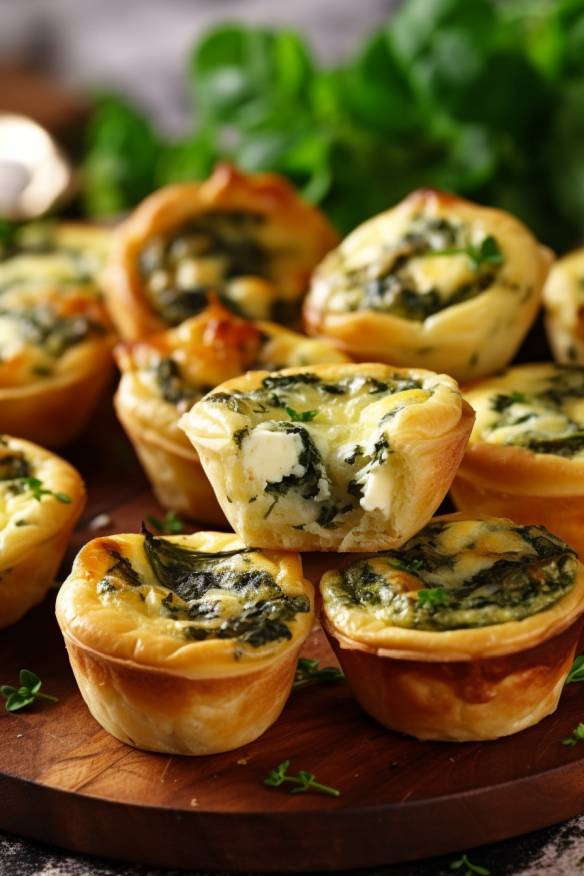 Mini-Quiches mit Spinat und Feta - Perfektes Fingerfood für die Babyparty