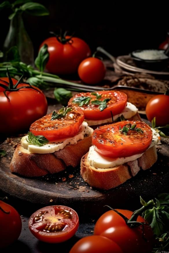 Mini-Crostini mit Tomaten und Mozzarella.