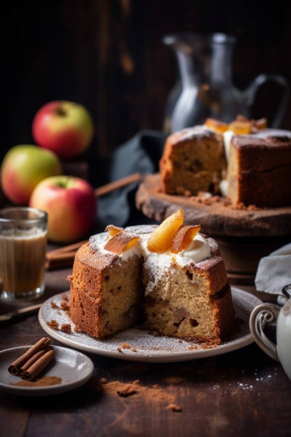 Saftiger Apfelkuchen auf einem Teller