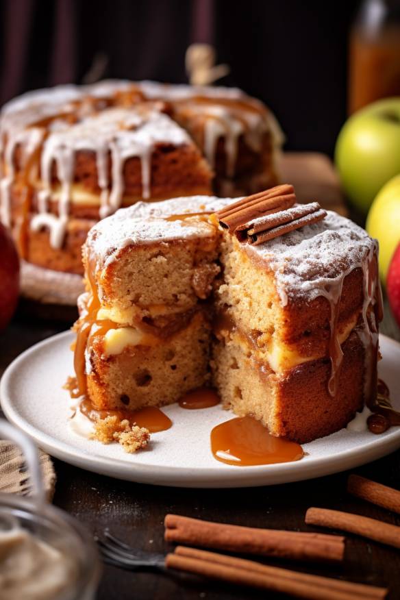 Saftiger Apfelkuchen auf einem Teller