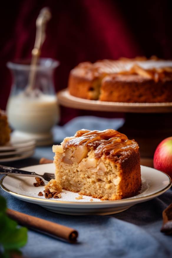 Saftiger Apfelkuchen auf einem Teller