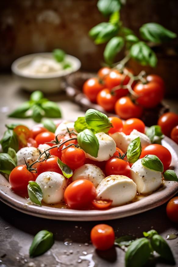 Mozzarella-Häppchen mit Tomaten und Basilikum