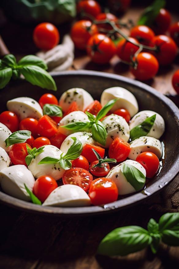 Mozzarella-Häppchen mit Tomaten und Basilikum