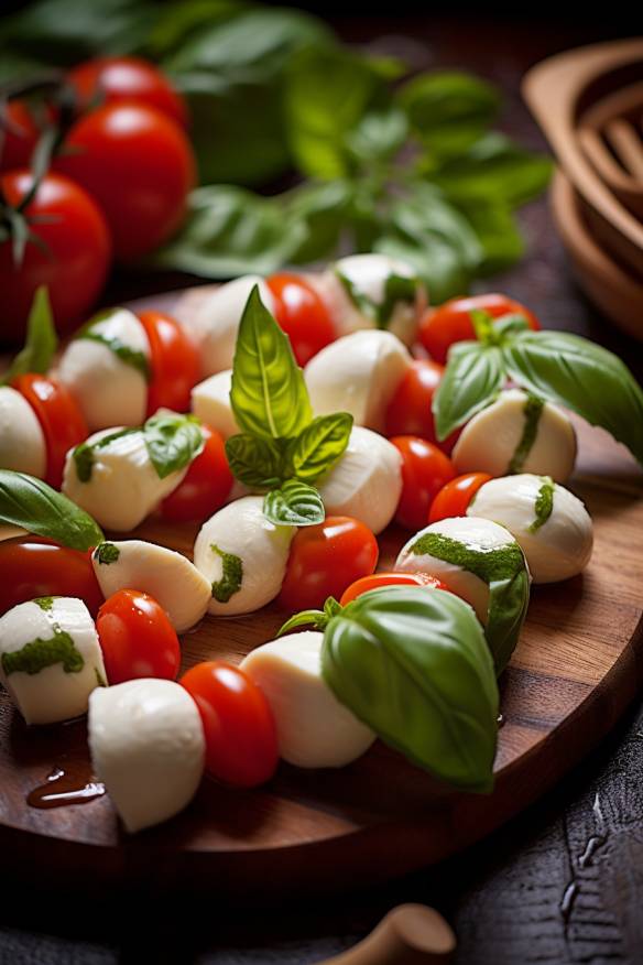 Mozzarella-Häppchen mit Tomaten und Basilikum