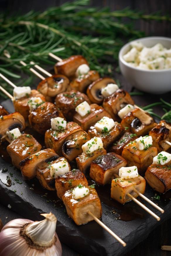 Champignon-Feta-Spieße