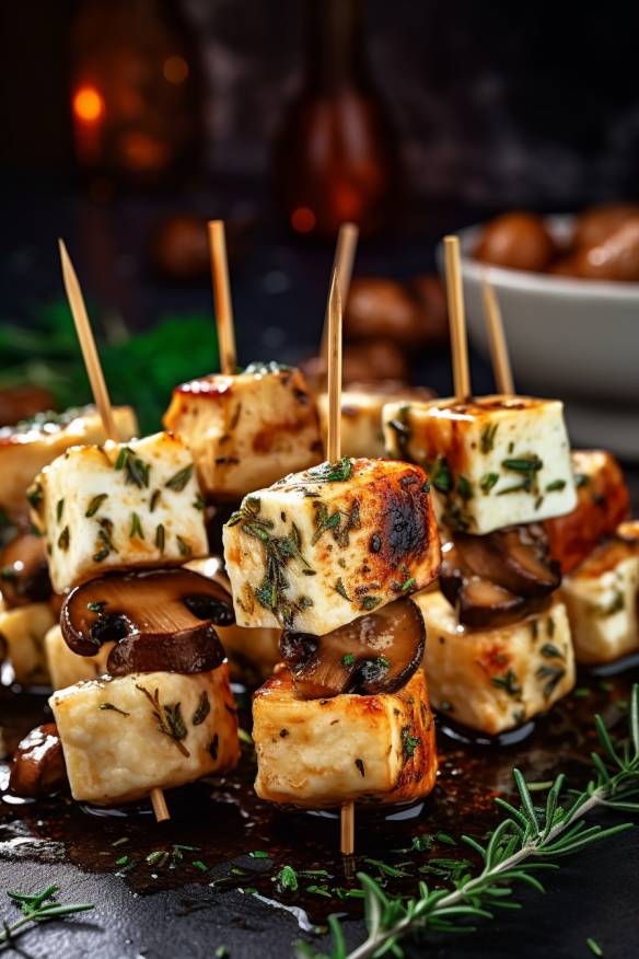 Champignon-Feta-Spieße