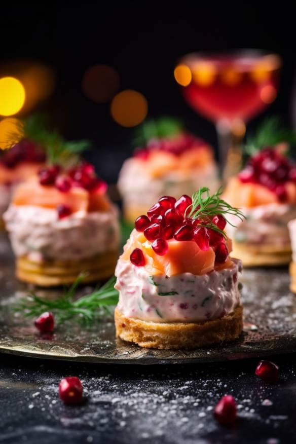 Silvester-Häppchen mit Lachscreme und Rote-Bete-Topping