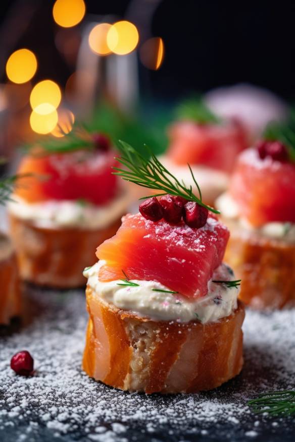 Silvester-Häppchen mit Lachscreme und Rote-Bete-Topping