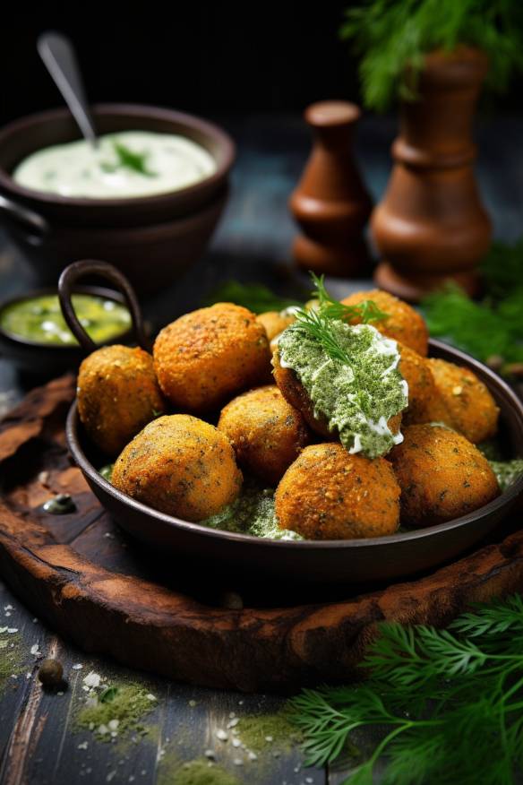 Kichererbsen-Falafel mit Joghurt-Tahini-Dip