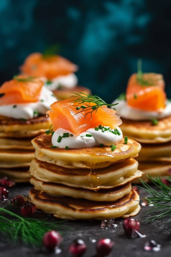 Pfannkuchen-Häppchen mit Frischkäse und Lachs