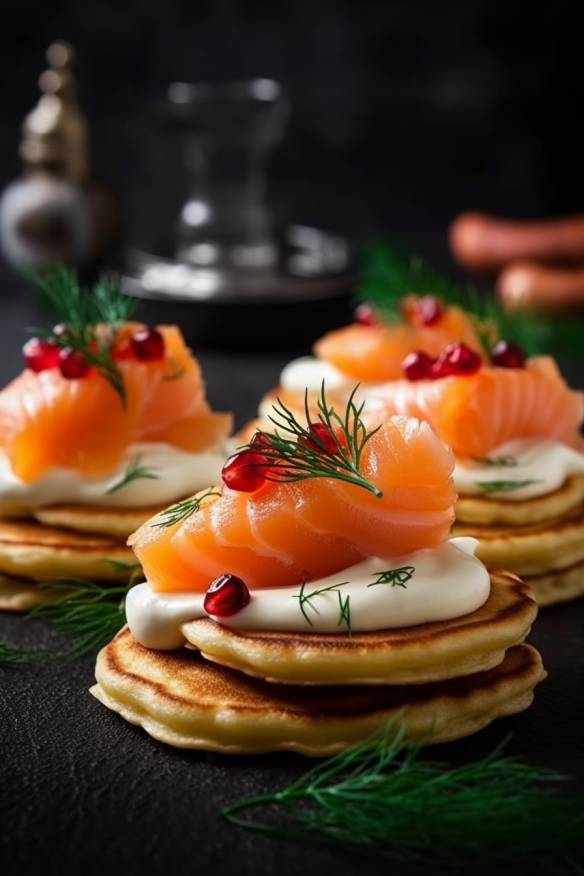 Pfannkuchen-Häppchen mit Frischkäse und Lachs