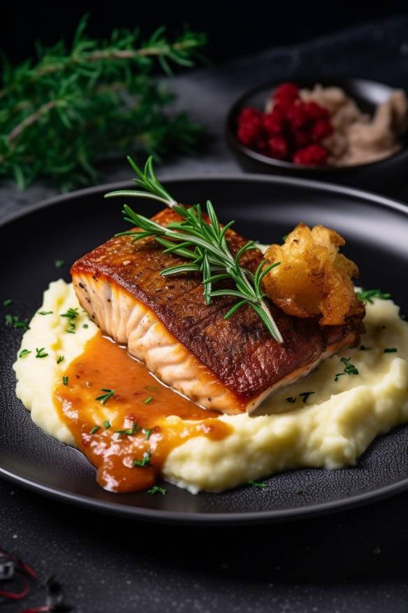 Gebratenes Karpfenfilet mit Kartoffelstampf