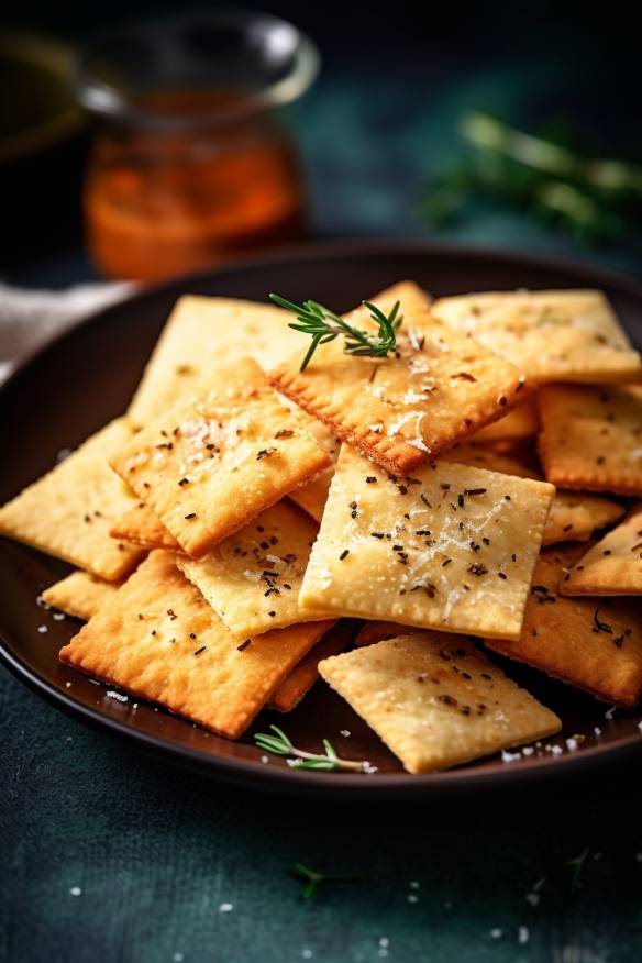 Parmesan-Cracker auf einem Teller