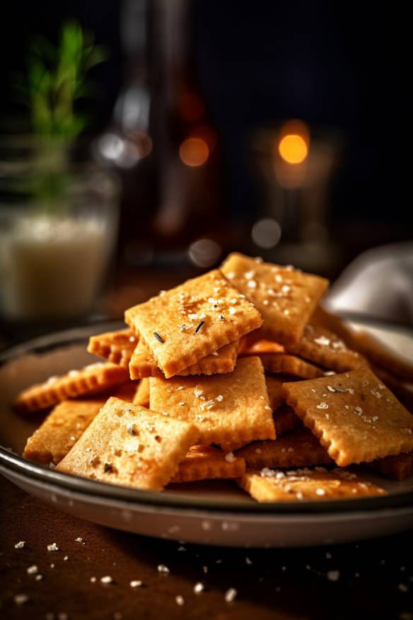 Parmesan-Cracker auf einem Teller