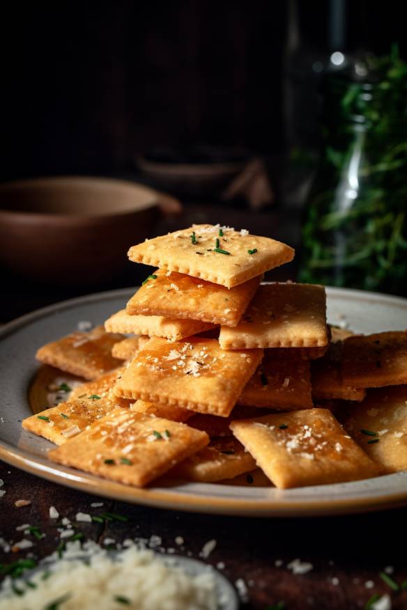 Parmesan-Cracker auf einem Teller