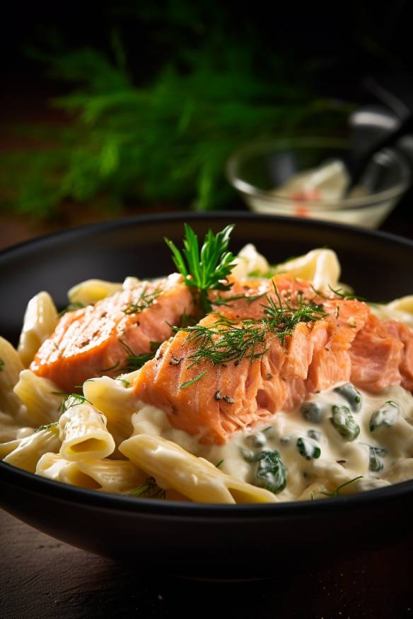 Pasta mit Lachs-Sahne-Sauce