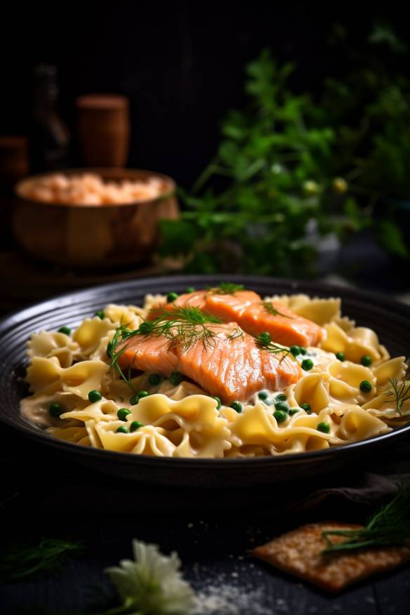 Pasta mit Lachs-Sahne-Sauce