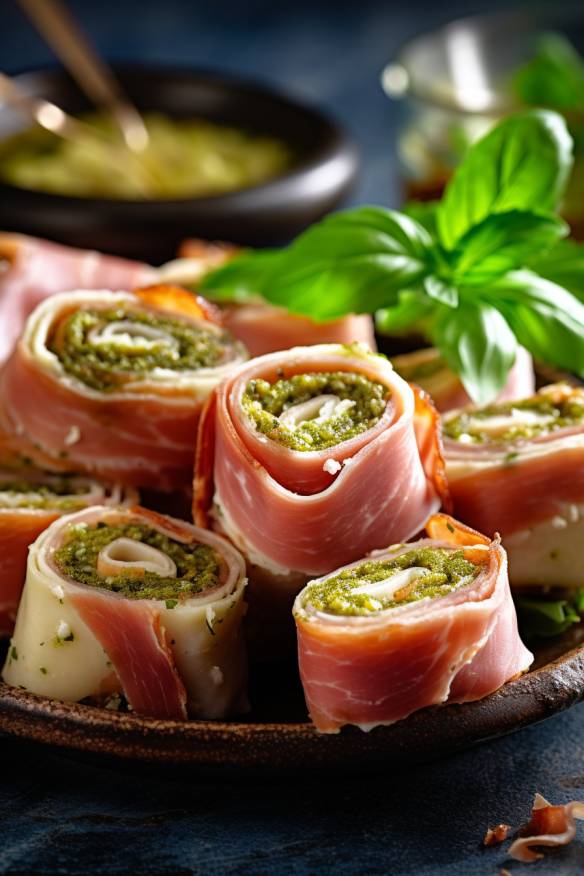 Pesto-Schinken-Röllchen - Schnelles Fingerfood für die Party