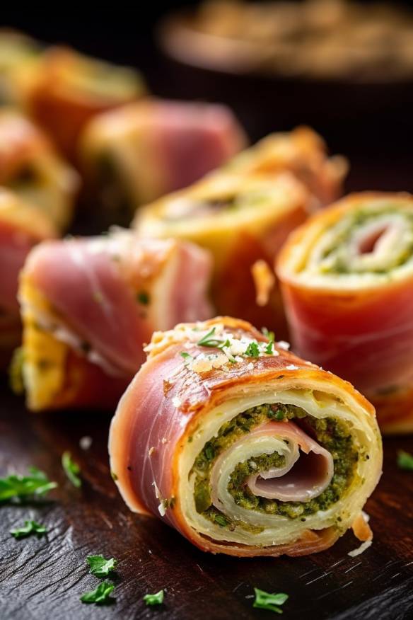 Pesto-Schinken-Röllchen - Schnelles Fingerfood für die Party