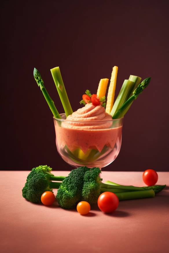 Pink Hummus mit Gemüsesticks