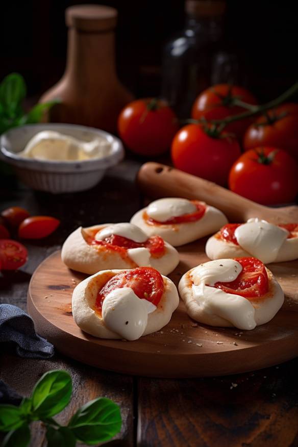 Pizzateig-Häppchen mit Tomaten und Mozzarella - Perfektes Fingerfood