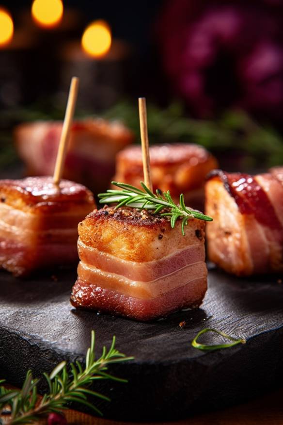 Schweinefilet-Häppchen mit Pflaumen-Bacon-Füllung