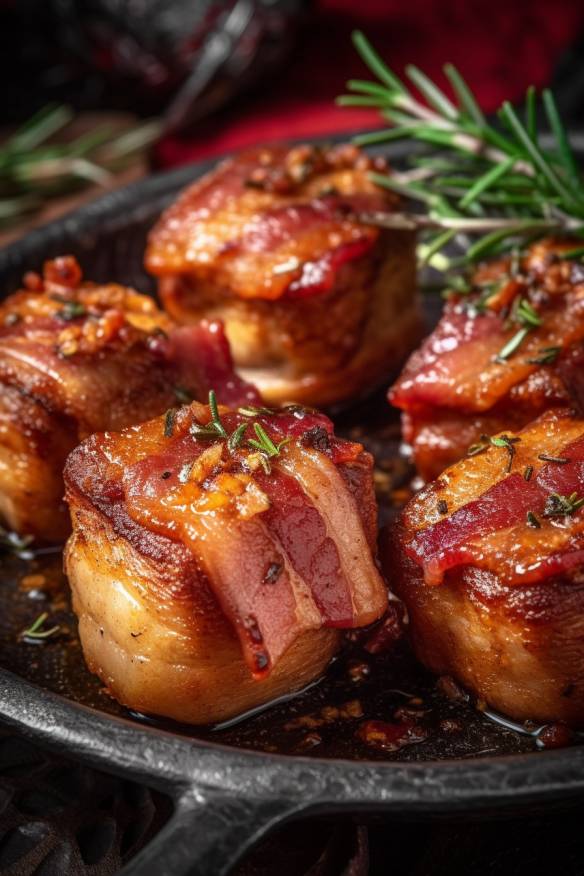 Schweinefilet-Häppchen mit Pflaumen-Bacon-Füllung