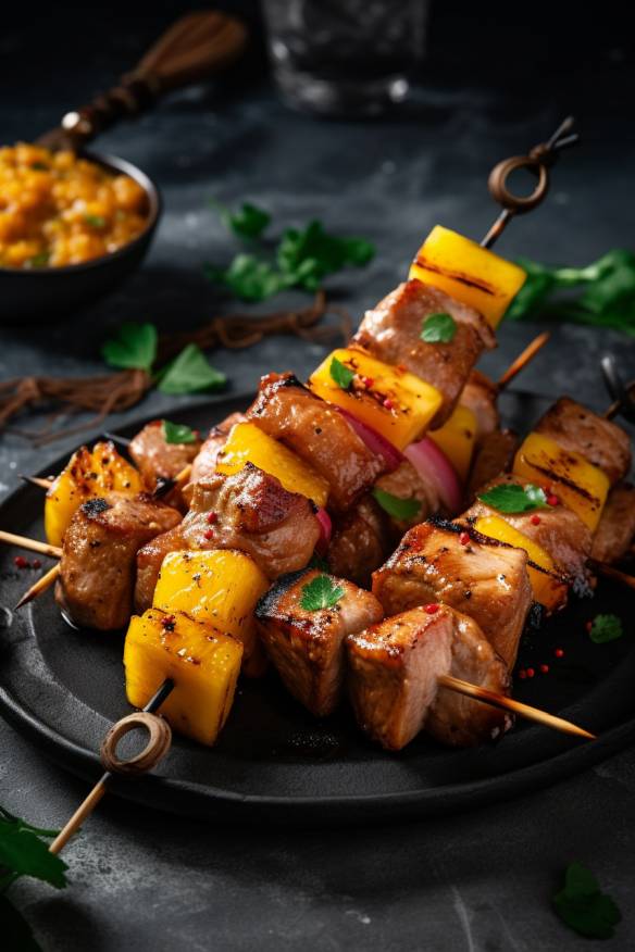 Schweinefilet-Spieße mit Mango-Chutney