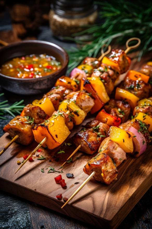 Schweinefilet-Spieße mit Mango-Chutney