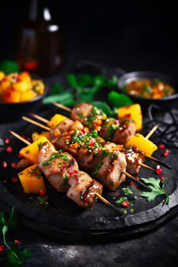 Schweinefilet-Spieße mit Mango-Chutney