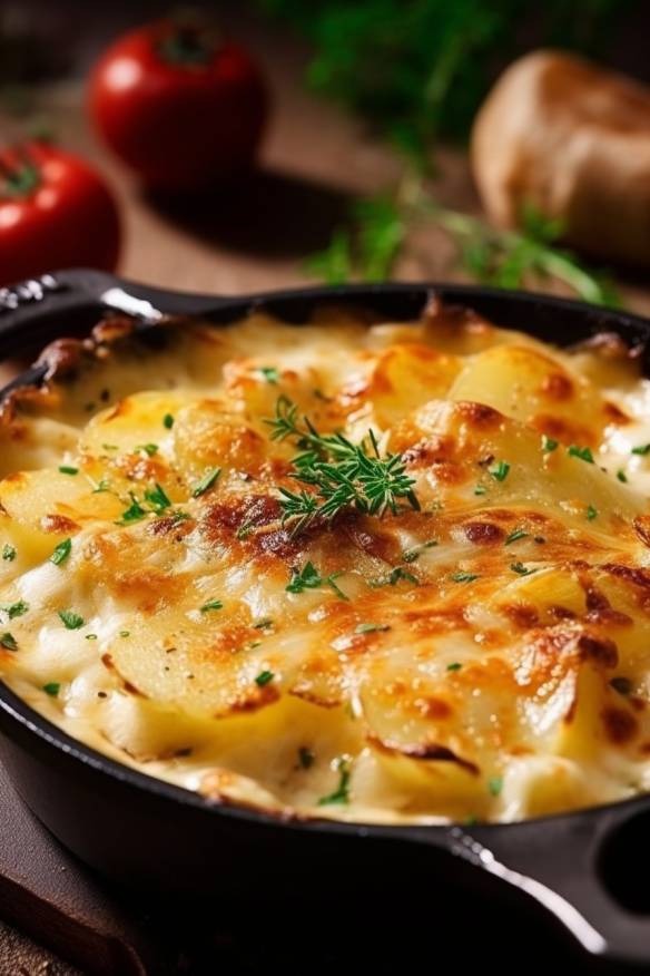 Kartoffelgratin mit Käse und Sahne