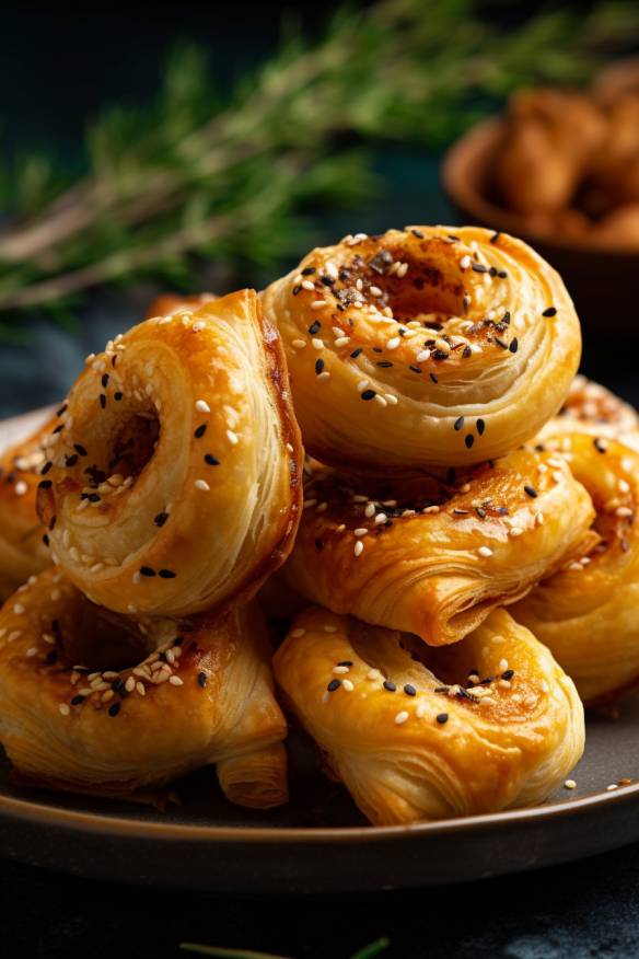 Blätterteig-Schnecken auf einem Teller