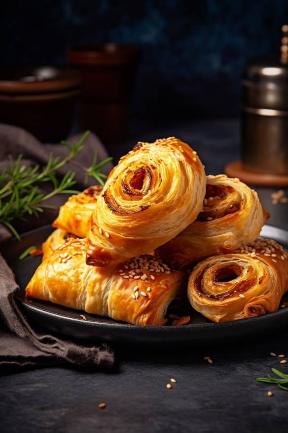 Blätterteig-Schnecken auf einem Teller