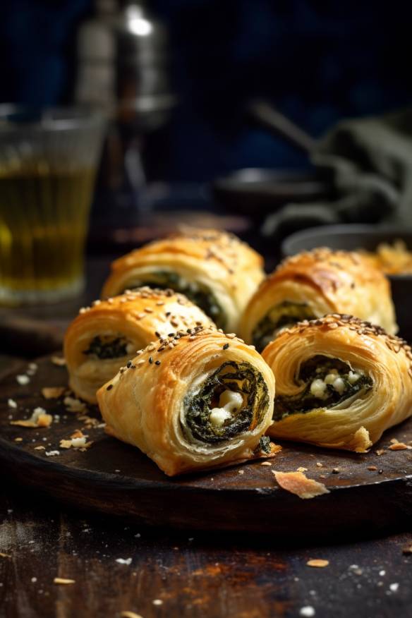 Knusprige Blätterteig-Schnecken mit Spinat und Feta