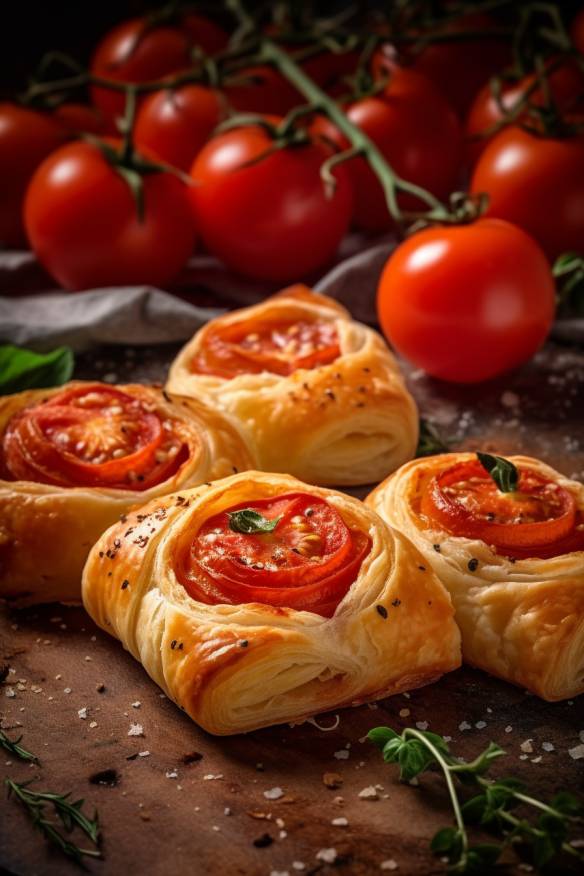 Blätterteig-Schnecken mit Tomate und Mozzarella