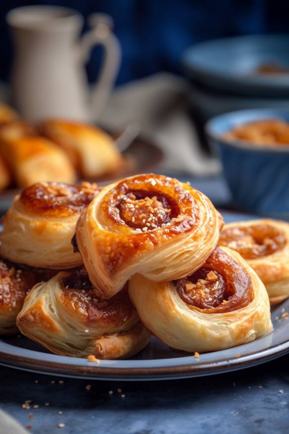 Blätterteig-Schnecken auf einem Teller