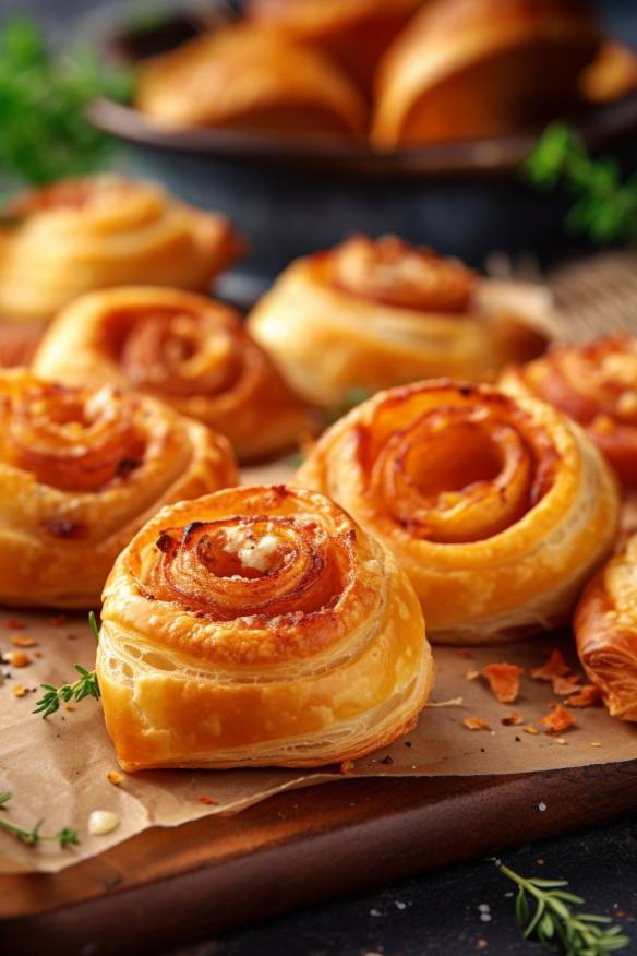 Blätterteig-Schnecken mit Schinken und Käse - Herzhaftes Fingerfood für jeden Anlass