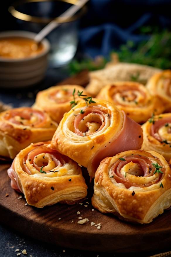 Blätterteig-Schnecken mit Schinken und Käse - Herzhaftes Fingerfood für jeden Anlass