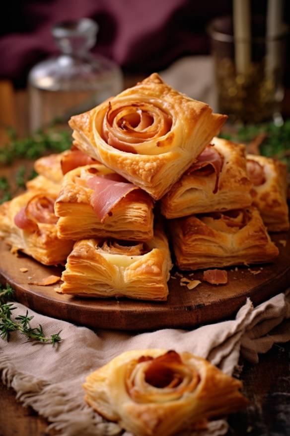 Blätterteig-Schnecken mit Schinken und Käse