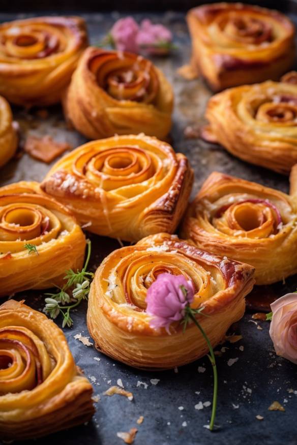 Blätterteig-Schnecken mit Käse und Schinken