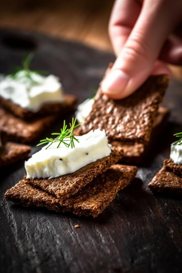 Pumpernickel-Fingerfood mit Frischkäsecreme