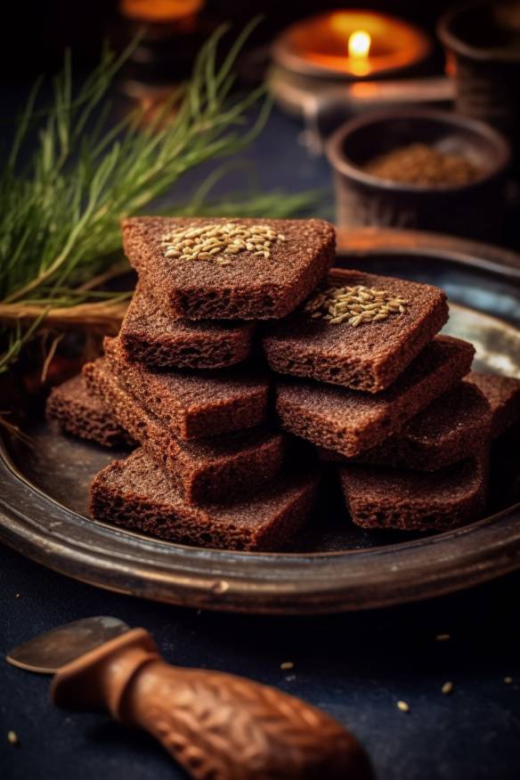 Pumpernickel-Häppchen auf einem Teller