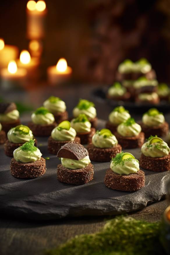 Pumpernickel-Häppchen mit Avocado-Creme