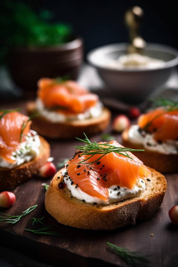 Pumpernickel-Häppchen mit Frischkäse und Lachs