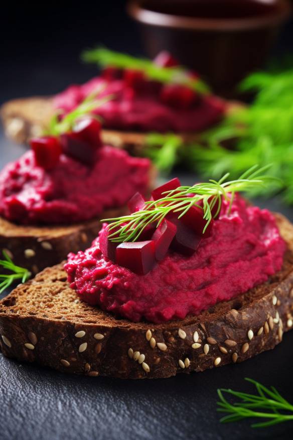 Pumpernickel-Fingerfood mit Rote-Bete-Aufstrich