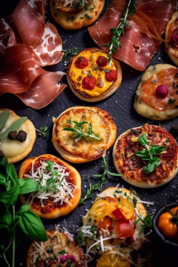 Schnelle Mini-Pizzen für ein Snacks-Buffet